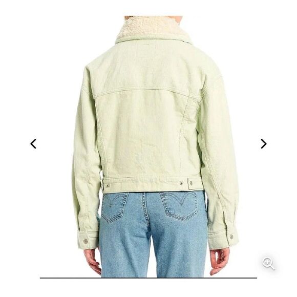 Levi's $108 Corduroy Sherpa trucker Jacket green women's 1X NEW - Picture 2 of 7